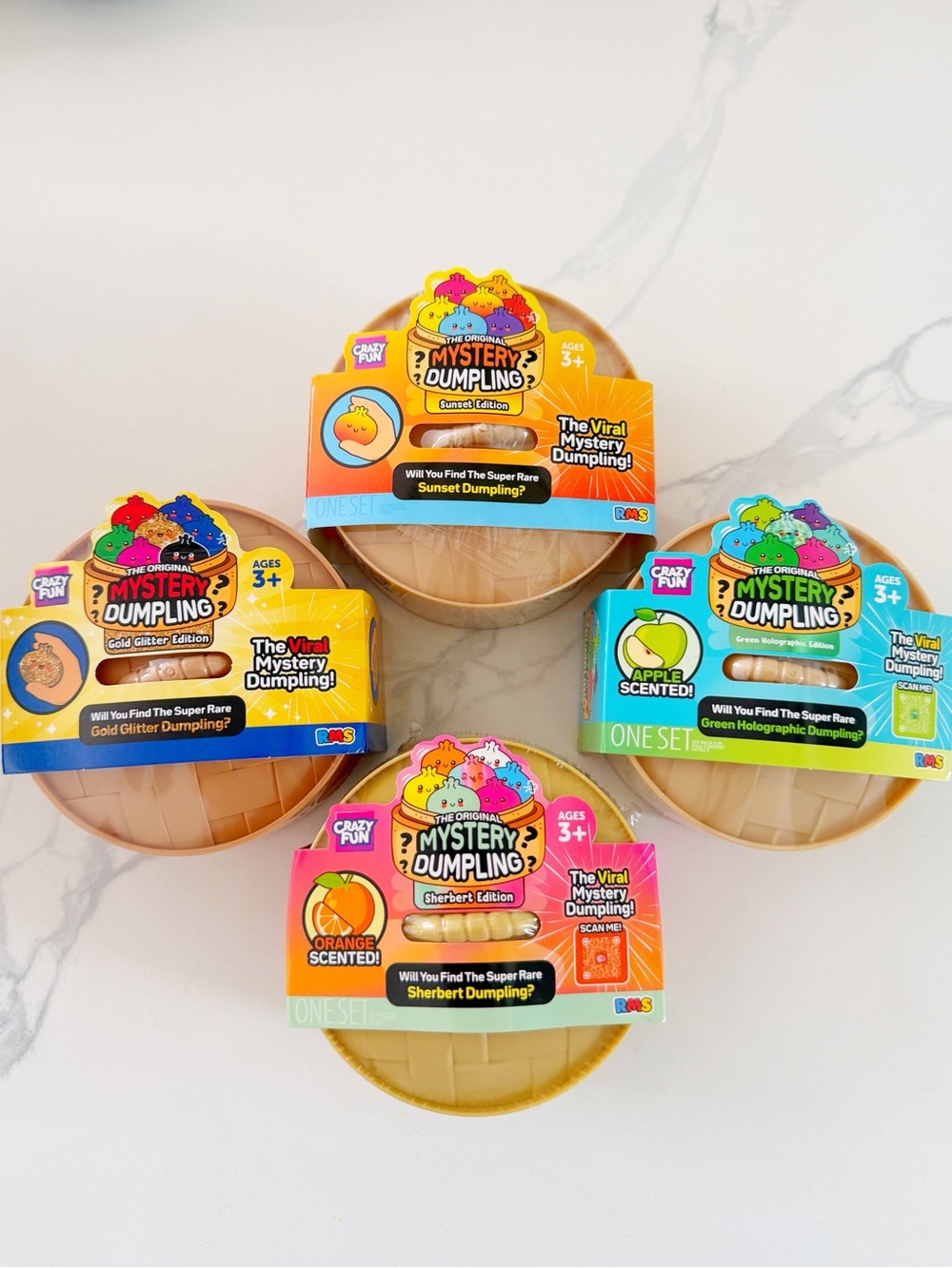 NEW RMS Mystery Dumpling SET of 4 Rare Editions 🍊🍏✨Gold Glitter Sunset Sherbet